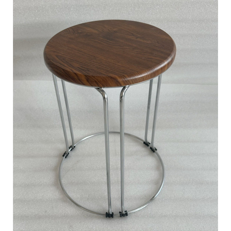Taburetes redondos de madera sólida taburetes de acero inoxidable taburetes caseros apilables taburetes de hierro forjado dormitorio taburetes de comedor para adultos