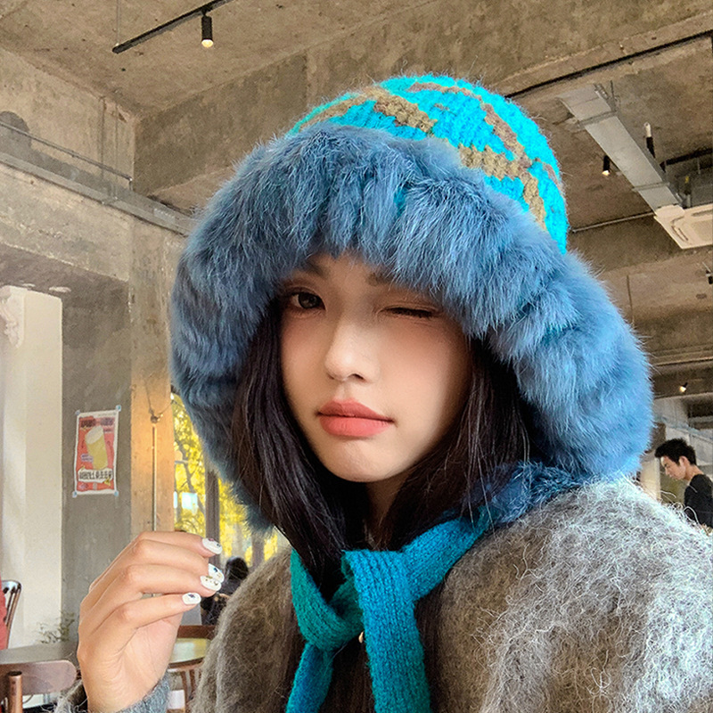 머리 둘레가 크고 얼굴이 작은 새 겨울 두꺼운 모직 모자, 여성용 작은 니트 모자, 다용도 방한 풀오버 모자 한국판