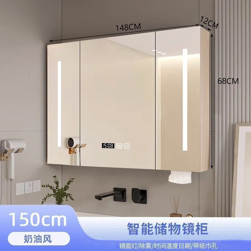 ミラーライト付き多機能バスルームミラーキャビネット、スマートバニティミラー、通常のミラーキャビネット、個別のスマートミラーキャビネット、発光完全密閉|undefined