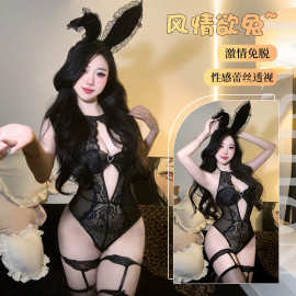 性感情趣内衣免脱蕾丝连体衣睡衣羞耻制服诱惑纯欲连体衣套装2180