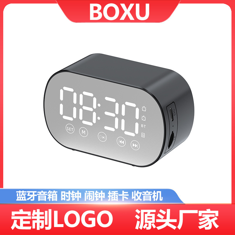 Cross-Border Popular Smart Ai Bluetooth Speaker Home Student Mirror Clock Alarm Clock Card Radio Audio Gift