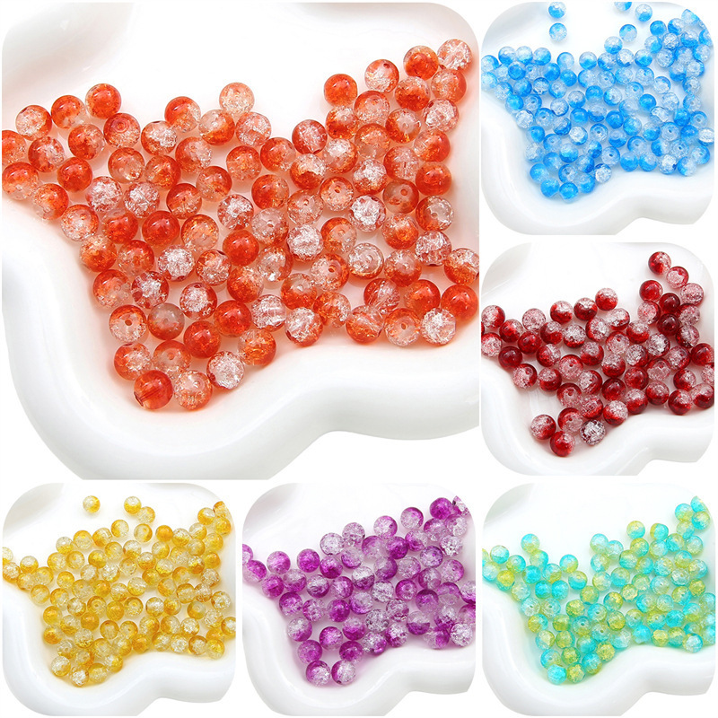 Glass Explosion Crystal Crackle Beads DIY Accessory Materials Bracelet Necklace Hand String Glass Loose Beads Floral Beads Glass Explosion Crystal Crackle Beads DIY Accessory Materials Bracelet Necklace Hand String Glass Loose Beads Floral Beads