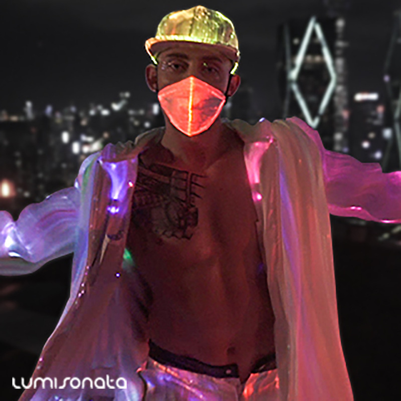 Luminous Jacket Amazon Autumn and Winter Explosions Men's Coat Men's and Women's Party LED Luminous Coat Printed Logo