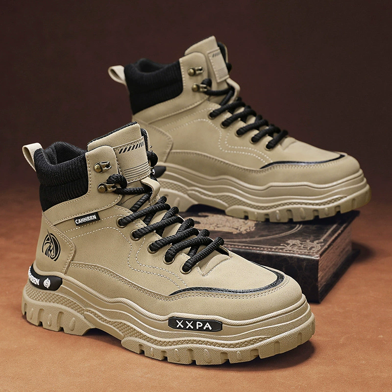 Осенние новые сапоги Martin кожаные высокие шнуровки увеличивают спортивные модные сапоги для мужчин