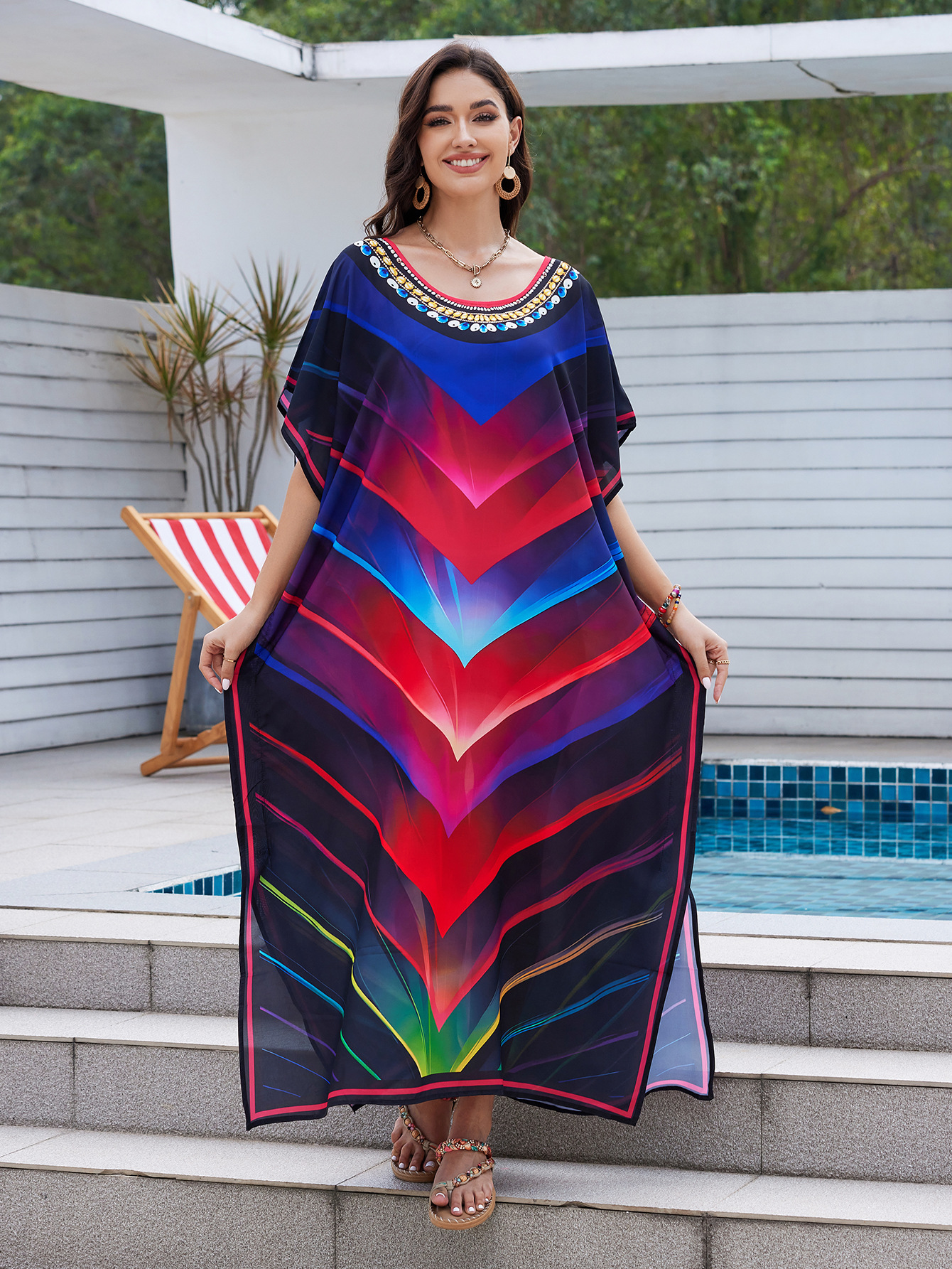 2025 transfronterizo nueva impresión camisa de playa ropa de estilo nacional vestido de vacaciones bikini camisa protector solar F01