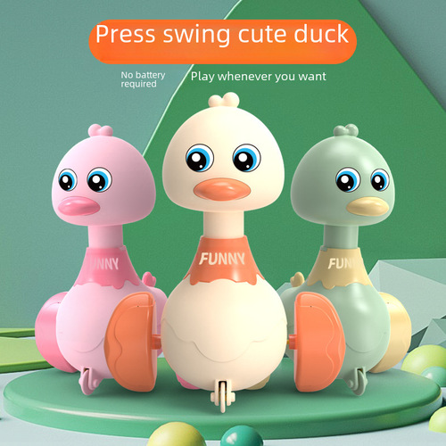 Children's pressing duck toy, pressing back rebound car, inertia sliding, swaying animal baby crawling learning toy, wholesale
