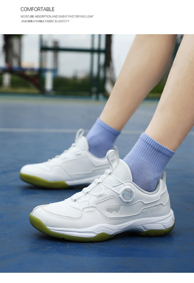 Giày cầu lông chuyên nghiệp unisex thi đấu và tập luyện, chống mài mòn, bám sân, giảm chấn, đế bằng — Bạch Phấn Nguyệt 8213XF, Màu be 8213XF, Phấn mây 8299HLL, Trắng xám 8213XF chi tiết 16