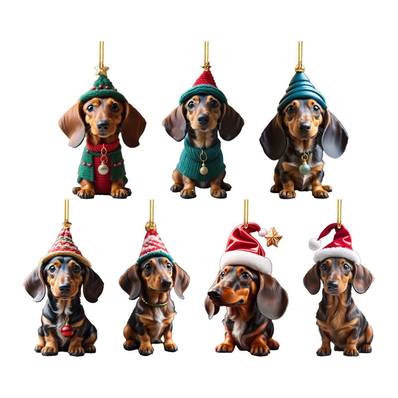 国境を越えた新商品ソーセージ犬ストラップクリスマスペンダントクリスマスツリー装飾品車内飾り装飾品漫画犬|undefined