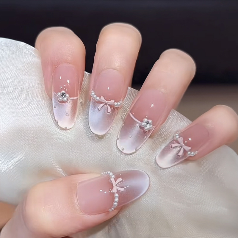 Fm-568 Fake Nails, Pink Energetic Girl Style, French Cat-Eye Handmade Top Coat Patch, Removable, Light Luxury Fm-568 Fake Nails, Pink Energetic Girl Style, French Cat-Eye Handmade Top Coat Patch, Removable, Light Luxury