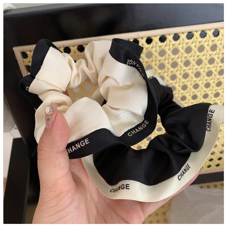 Small fragrance hair ring women's black and white color-blocking…