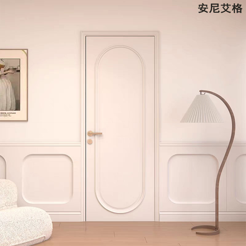 White Wooden Interior Bedroom Door with Door Frame, Includes Installation, Flat Opening, Solid Wood Composite Door, Soundproof Door, Single Door