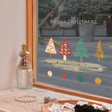 2024新年耶誕節窗花靜電雙面玻璃裝飾布置窗貼門貼牆貼家居V窗花