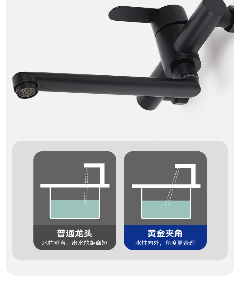 Cross-border Russian kitchen balcony wall-mounted concealed mixing valve with extended handle horizontal pipe water outlet shower faucet undefined