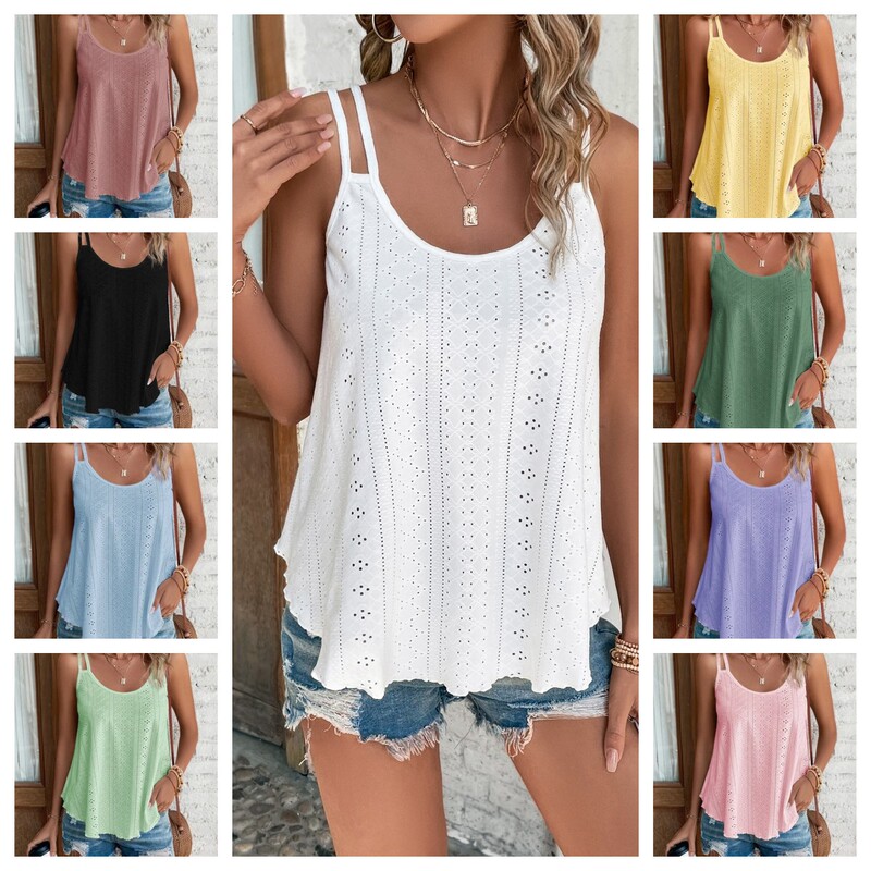European and American Amazon cross-border small vest camisole women's hollow top camisole New
