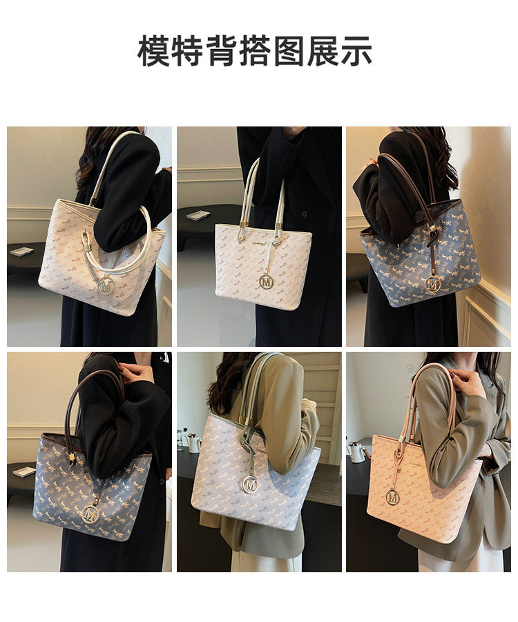 Túi tote nữ cỡ lớn đeo vai đa năng phong cách thanh lịch — Màu hồng, Màu trắng be, Màu xanh lam nhạt, Màu xanh đậm chi tiết 9