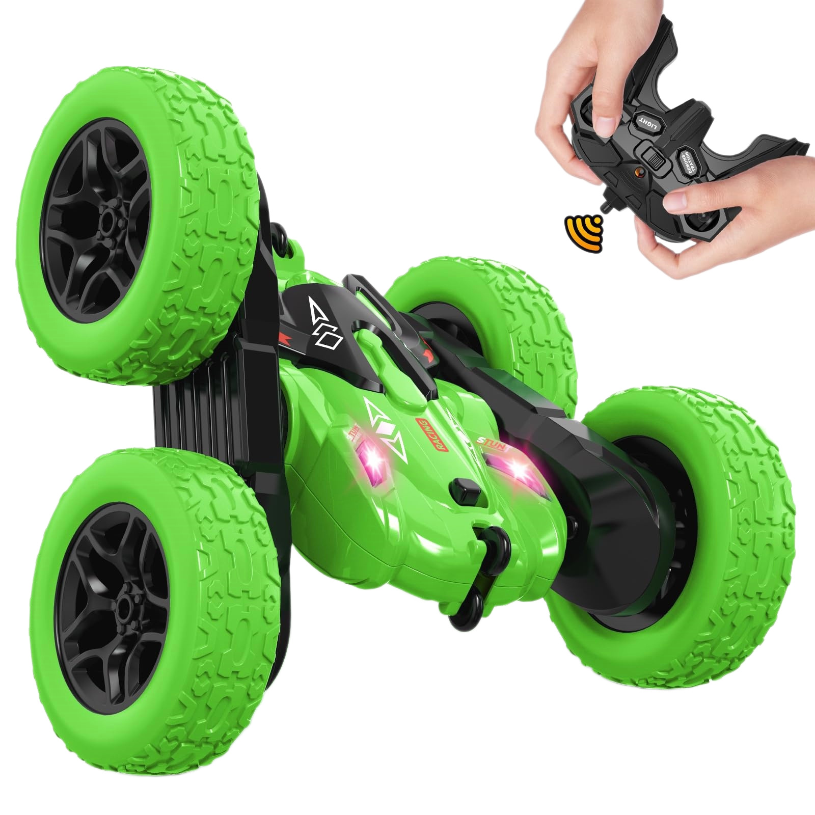 Amazon Kids Remote Control Vehicle Cross-border 2.4G doble cara acrobacias luces todoterreno 4WD rollover juguetes para niños