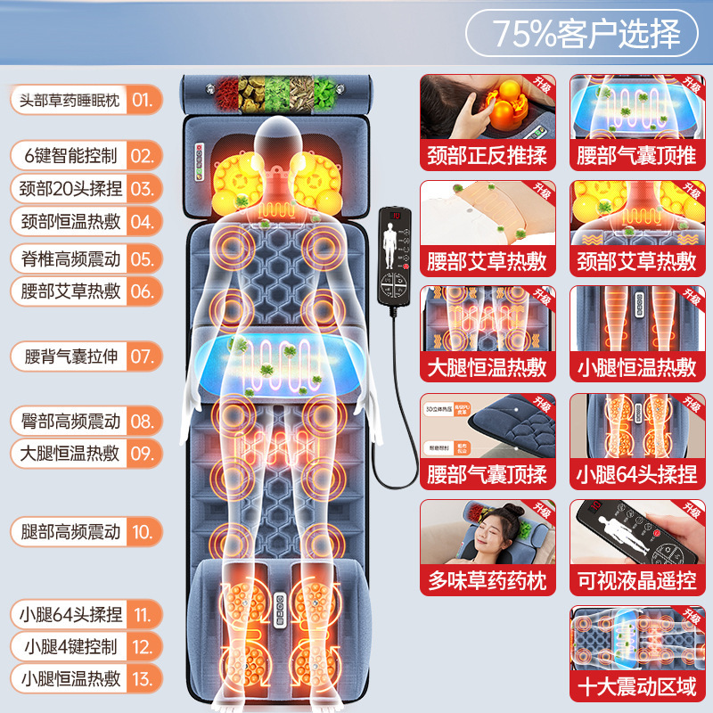 国境を越えた頸椎と腰のマッサージャー全身全自動混練ホームマッサージマットレス多機能マッサージャー卸売|undefined