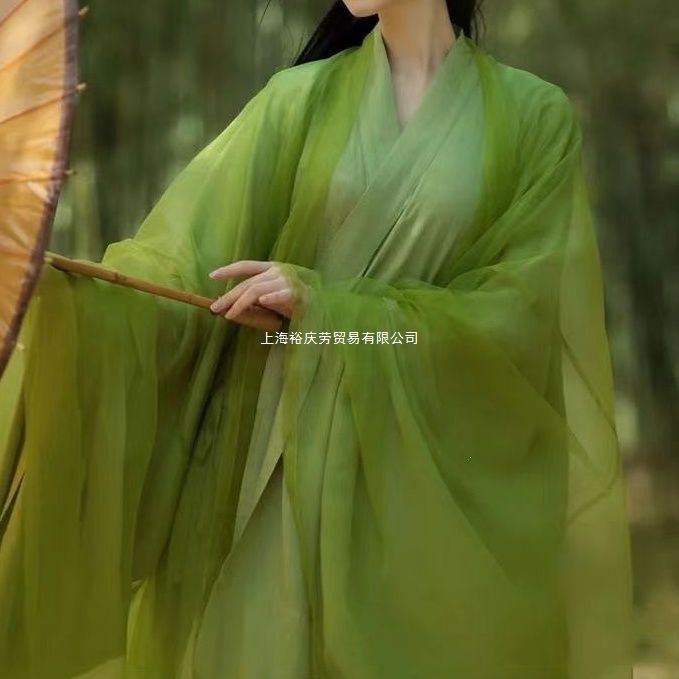 汉服女古风超仙飘逸魏晋风绿色直裾大袖中国风晋制交领广袖流仙裙