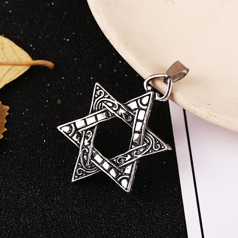 [Small wholesale]Necklace Pendant parts Six awn star Pendant)personality sweater chain clavicle parts