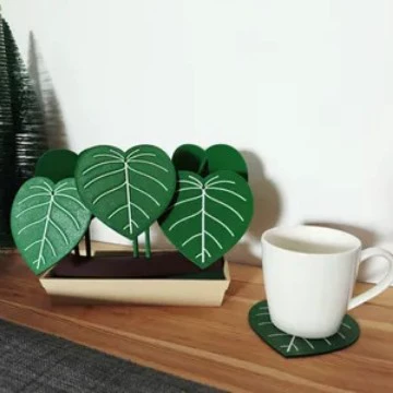 3D-печать Philodendroncoastersetandstoragbox зеленая бархатная подставка и подставка для хранения