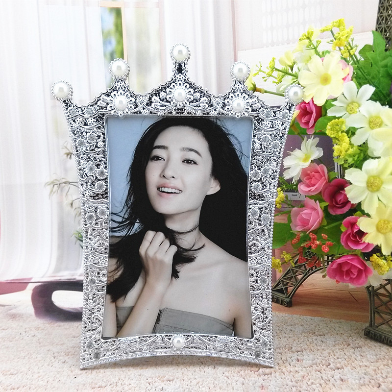 北歐珍珠片皇冠相框 高級輕奢創意個性3寸6寸7寸兒童相框擺台相架