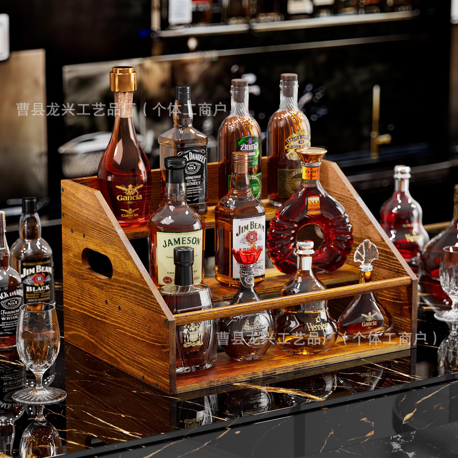 木制多层置物架香氛调味品多用途收纳架实木台阶式展示架桌面收纳