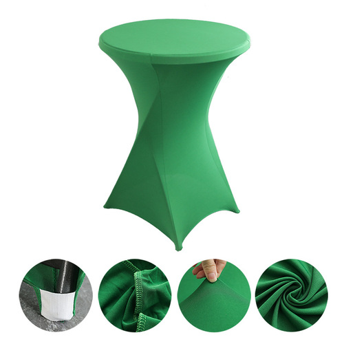 Manufacturer wholesale high-end hotel wedding decoration cocktail bar table cover solid color polyester round banquet elastic table cover