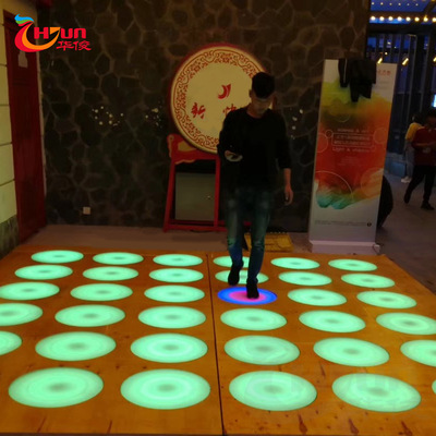Colorful circular Jump board Market Park interaction colour Induction luminescence Music lights LED Buried floor tile lamp