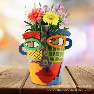 Picasso Brutalist Abstract Beauty Face Flower Pot Ornament Courtyard Outdoor Balcony Large Diameter Green Plant Potted Plant