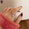 Pendant, cute ring, fuchsia enamel, on index finger