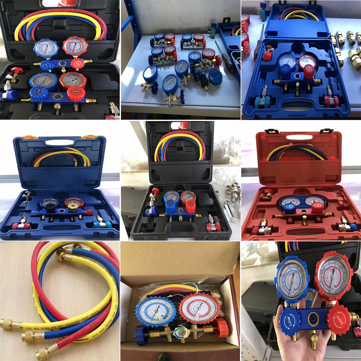 汽车空调加氟表组冷媒雪种压力表维修工具精品车用空调双表阀批发