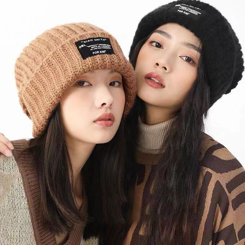 New type of for women, loose board, pile up woolen high aesthetic value, knitted , small face, warm and thick thread_voghion.com