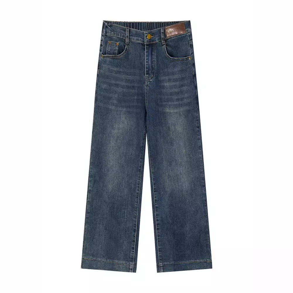 Жирные джинсы большого размера 200 фунтов толстая сестра дикая осень тонкая высокая талия эластичные трубочки прямые штаны 6528