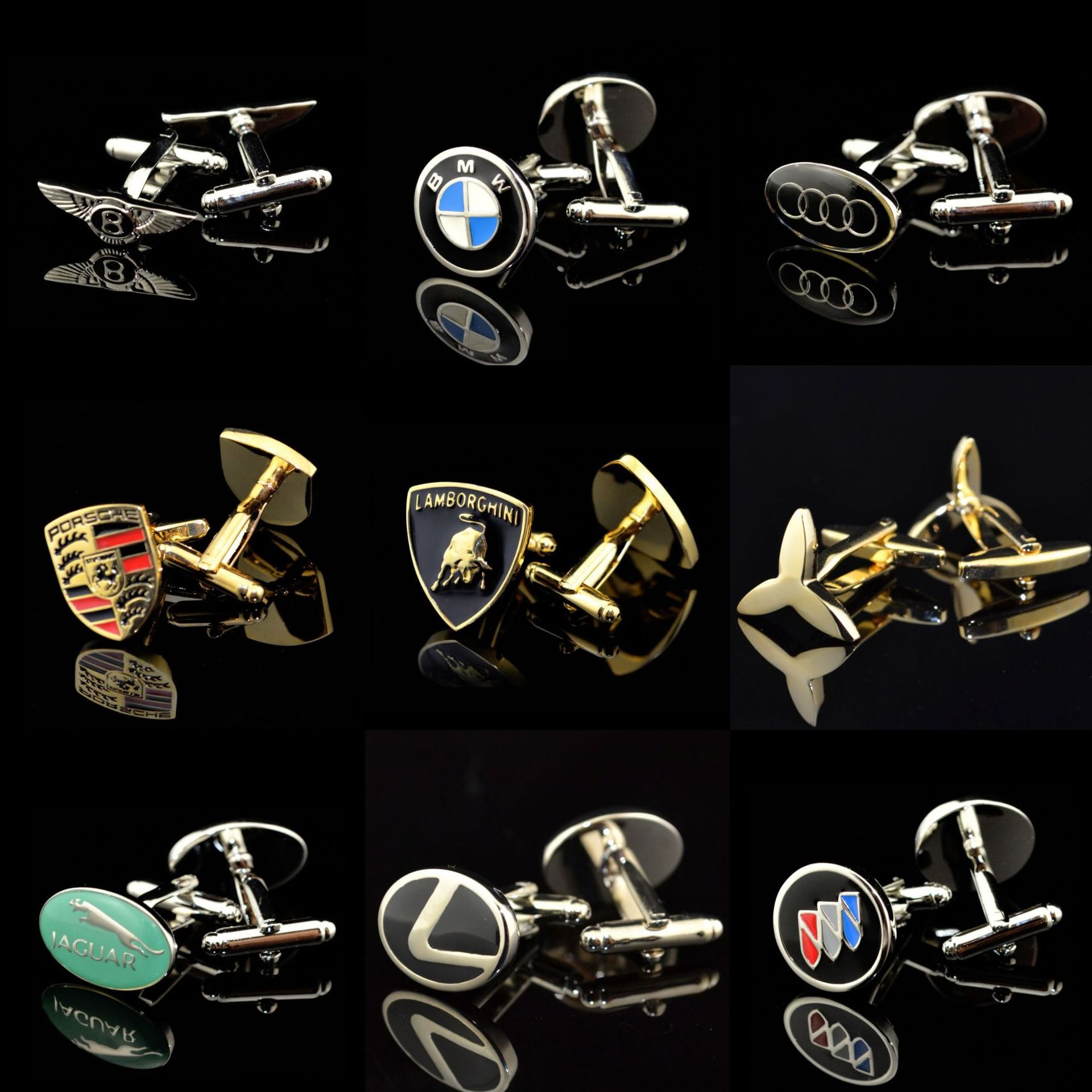 Various Styles of Car Logo Cufflinks, High-End Copper Enamel Cufflinks, Men's Business Formal Wear Accessories, Wholesale in Stock