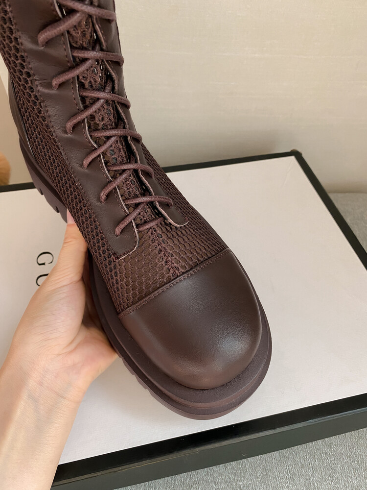 Boot lưới da thật cổ cao đế dày thoáng khí mùa xuân hè phong cách kỵ sĩ buộc dây — Màu nâu ống lớn, Màu đen cổ ống lớn, Ống nhỏ màu đen, Ống nhỏ màu be chi tiết 27