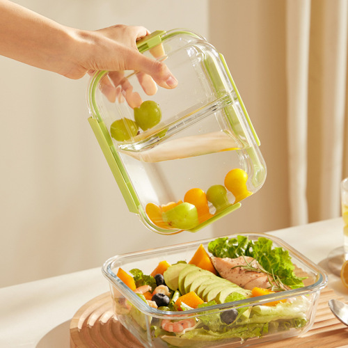 High-looking glass lunch box sealed fresh-keeping bowl lunch lunch box microwave office worker with rice separated fresh-keeping box