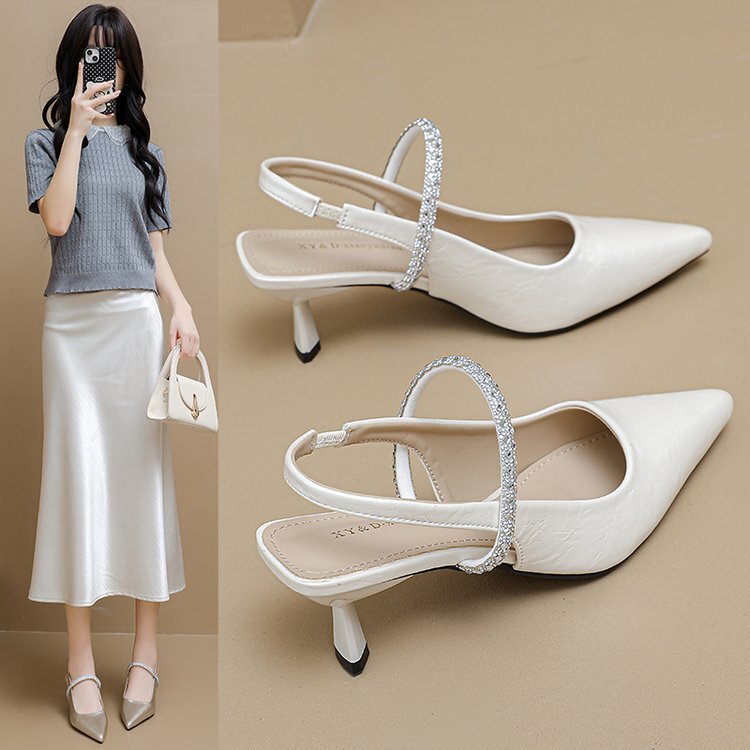 Pointed-Toe Rhinestone Sandals for Women 2026 Summer New Style with Thin Heels, Versatile for Commuting, Paired with Skirts, High-End High-Heeled Sandals