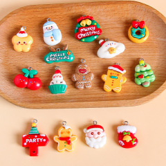 クリスマスジンジャーマン樹脂diyアクセサリーキーホルダーペンダントクリスマスツリー老人雪だるまかわいいかばんペンダント