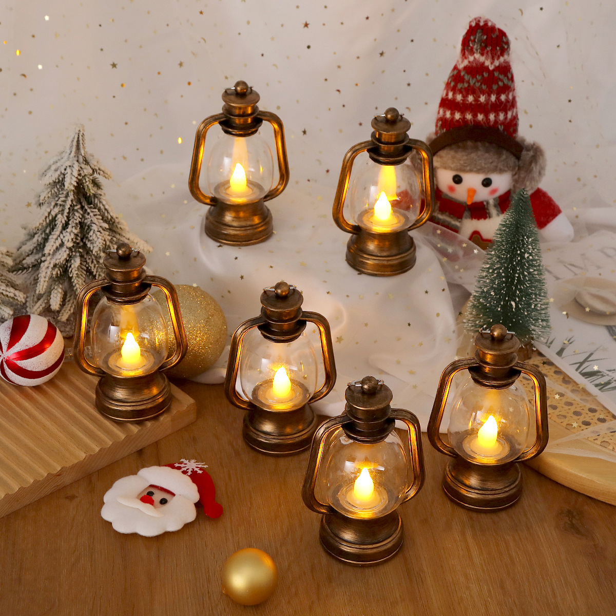 Transfronterizos retro LED pony lámpara vela electrónica lámpara de viento decoración de Navidad acampamiento luces de regalo al por mayor