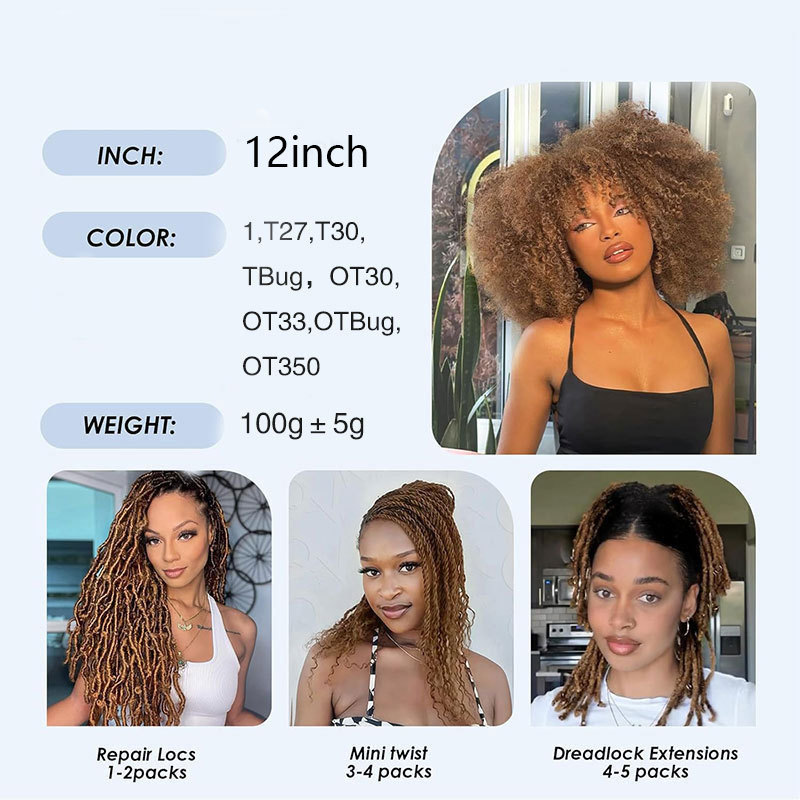 Cabello de moda Afro Twist Kinky Curly Trenzado LocsHair peluca africana