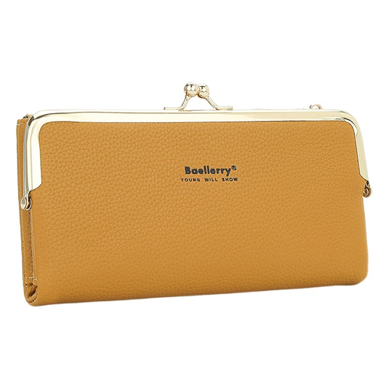 Baellerry nueva cartera larga de las mujeres de estilo coreano patrón de lychee multi-tarjeta de la moneda monedero de la mujer bolsa de la boca