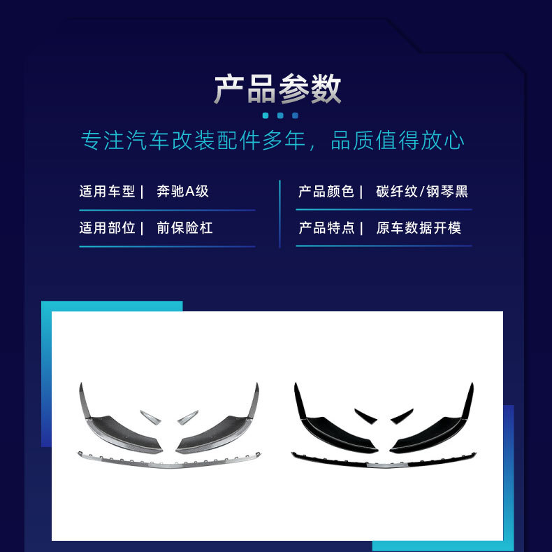 Suitable for Mercedes-Benz A-Class W177 Amg Hatchback and Sedan Front Bumper, Front Lip, Grille Trim, Wind Knife Kit, Cross-Border Modification