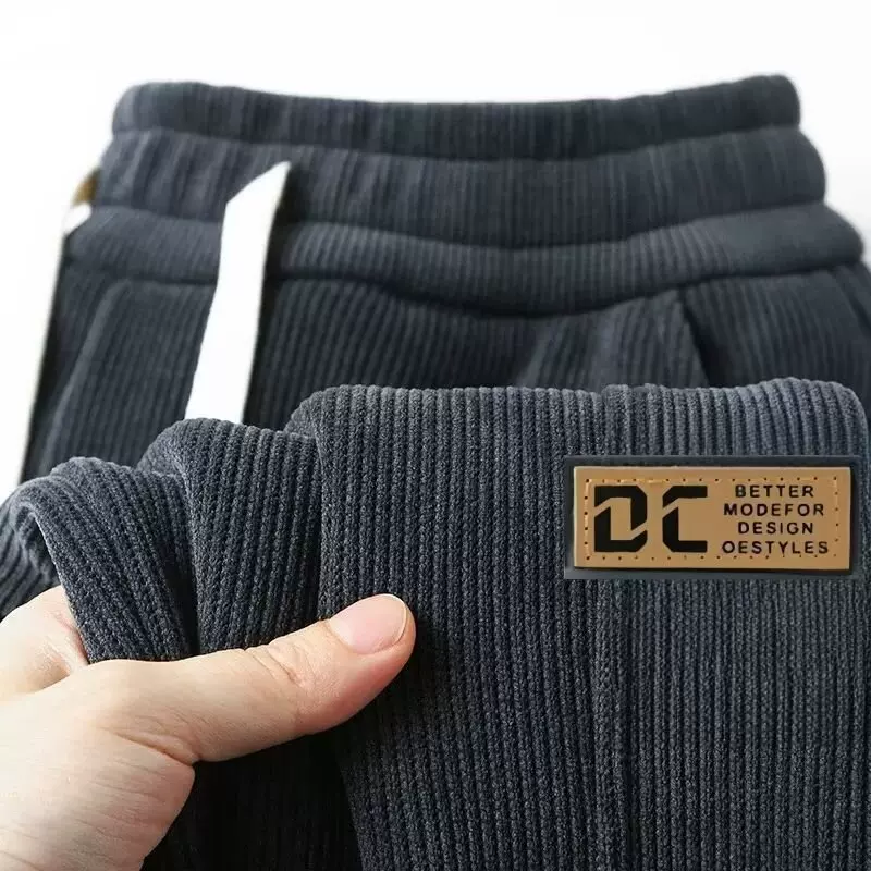 厂家直销加绒裤子男士秋冬季加厚灯芯绒运动卫裤束脚宽松休闲长裤