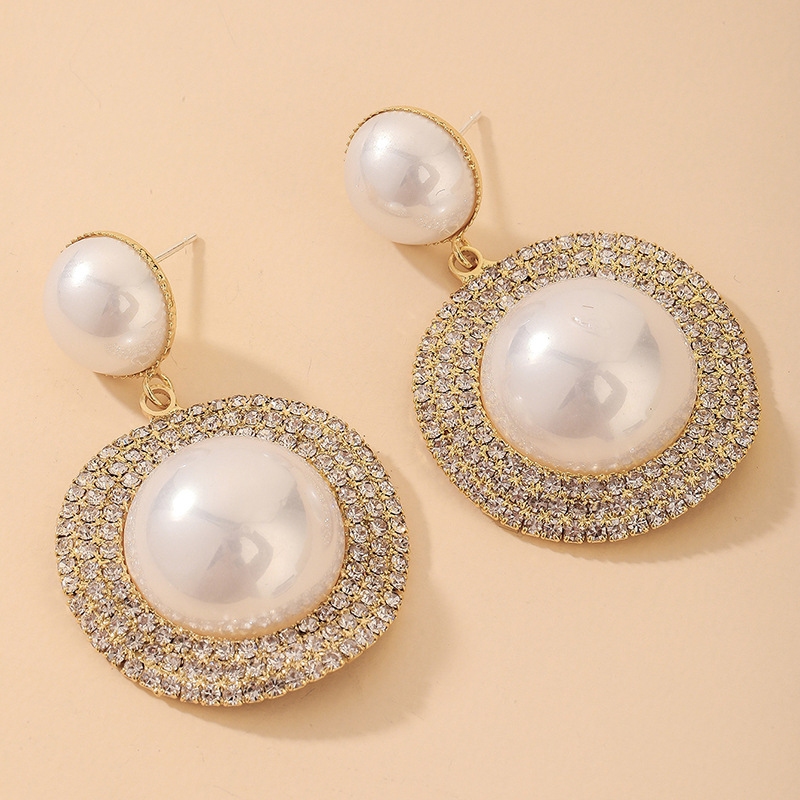 wholesale fashion rhinestone pearl drop earrings Nihaojewelrypicture3