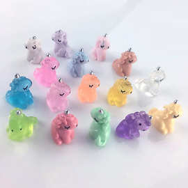 卡通可爱夜光独角兽 树脂DIY饰品配件钥匙扣挂件鞋花汽车摆件材料