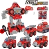 Combined constructor, transformer, fire truck