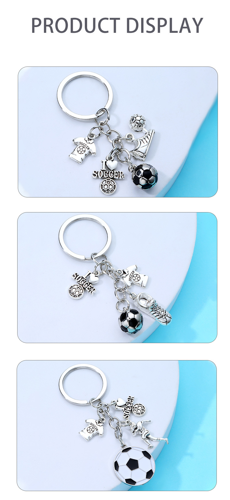 Men 's Football Key Creative Personality Football Key Ring Alloy Drip Keychain Pendant display picture 5