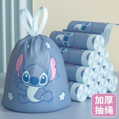 免撕垃圾袋家用特厚抽绳手提式印花加厚厨房大号史迪仔宿舍塑料袋