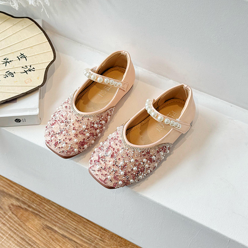 2026 Spring and Autumn New Style Girls' Shoes Children's Princess Leather Shoes Girls' Crystal Shoes Stylish Dance Shoes for Older Kids