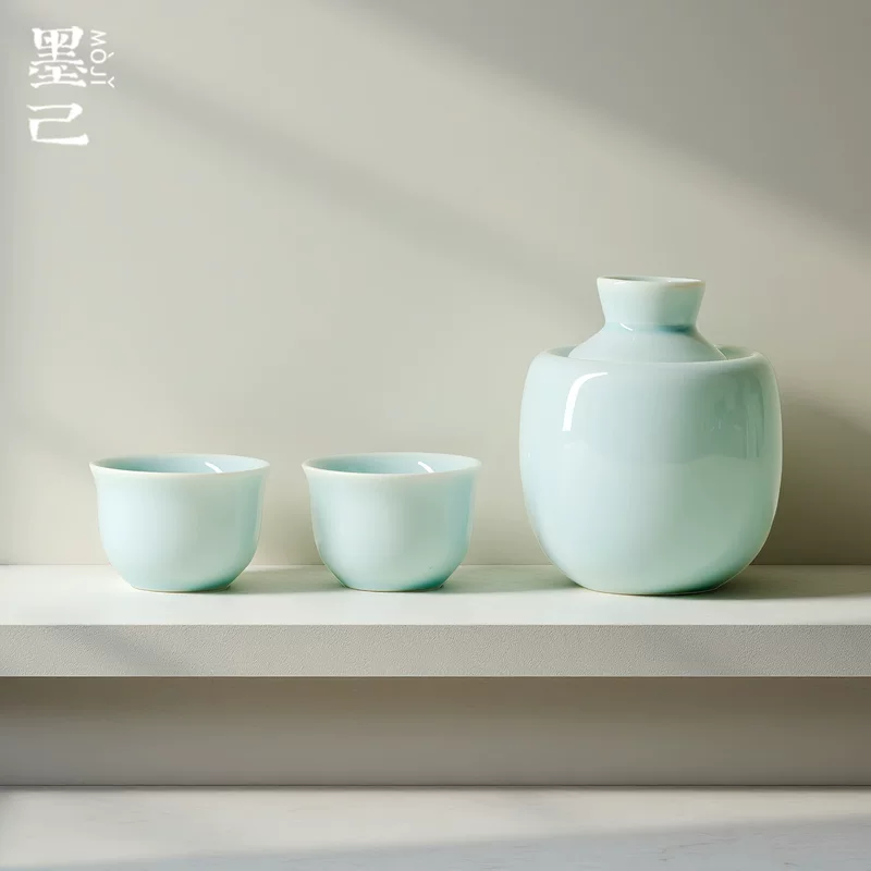 墨己 Celadon azure wine warmer ceramic wine jug household hot wine hot wine jug yellow wine clear white wine wine set clearance